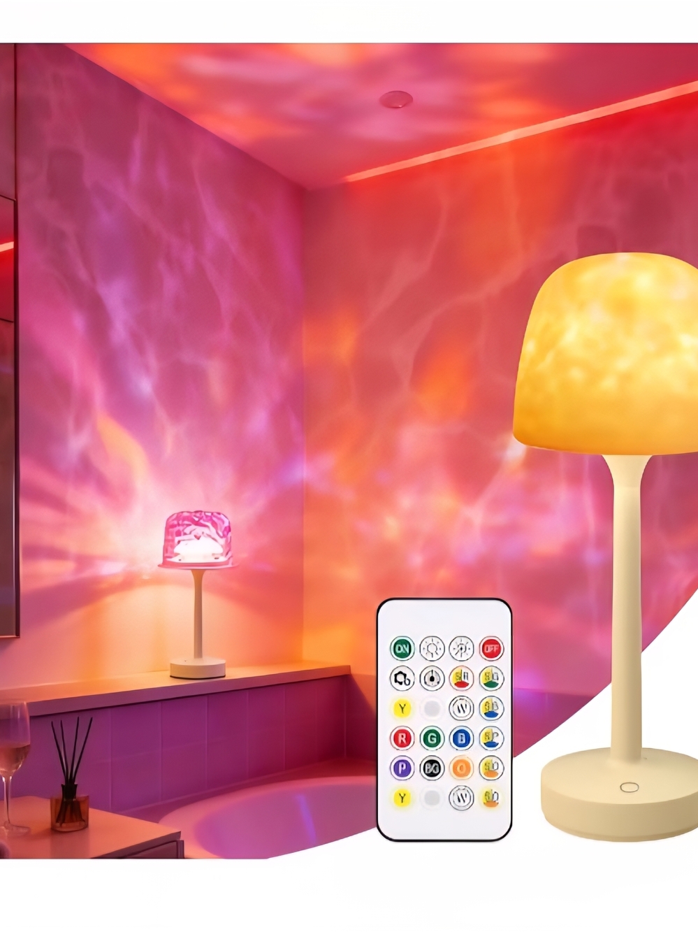 Recharable USB-C Table Lamp with Ocean Wave Projector